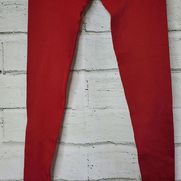 Spiritual Gangster Metta Ribbed Leggings Red XS Small Nylon Spandex - Picture 9 of 12